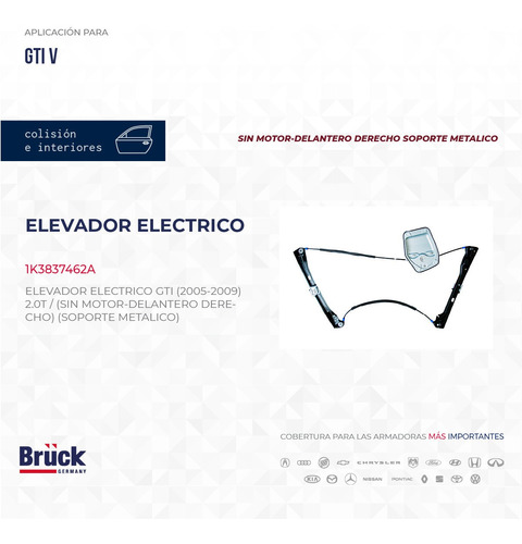ELEVADOR ELEC BORA GTI DEL (DER) (S/MOTOR)