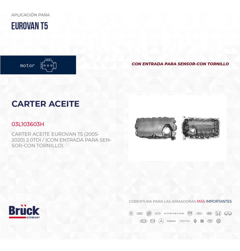 CARTER ACEITE EUROVAN TRANSPORTER (2.0L DIELSEL TDI) C/TOR C/HOYO PARA SENSOR