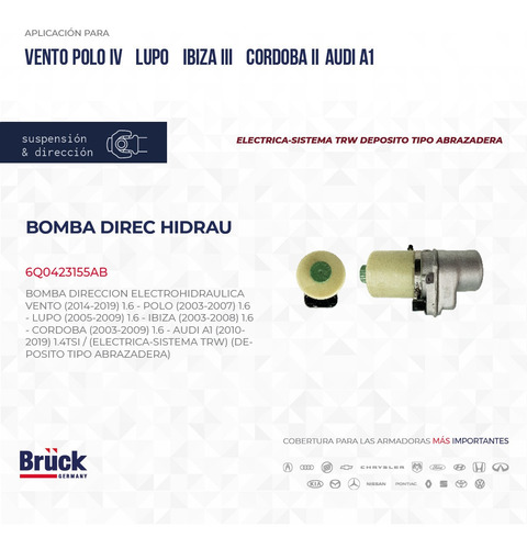 BOMBA ELECTROASISTIDA POLO LUPO IBIZA C/DEPOSITO ABRAZADERA  6R0 423 156 C