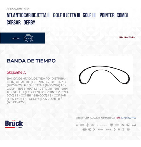 BANDA DENTADA (TIEMPO) CAR ATL A1 A2 A3 POINTER CORSAR DERBY 97-02 COMBI (MOD NVO)(BRUCK)