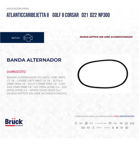 BANDA ALT (S/AIRE)(10X940) CAR ATL A1 A2 CORSAR POINTER