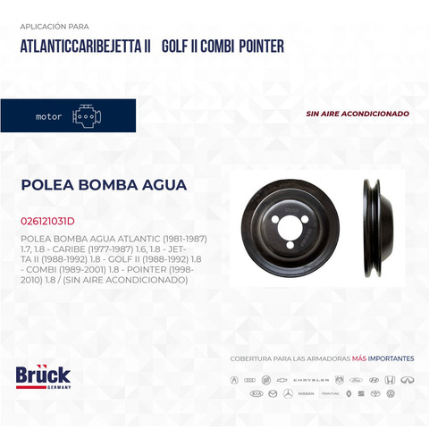 POLEA BOMBA AGUA (1.8 LTRS)(S/A) CAT ATLA A1 A2 A3 COMBI POINTER DERBY