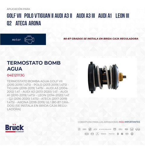 TERMOSTATO BOMBA AGUA (1.4TSI) GOLF A7 AUDI A3 POLO (13-19) AUDI A1 LEON ATECA ARONA AUDI Q2