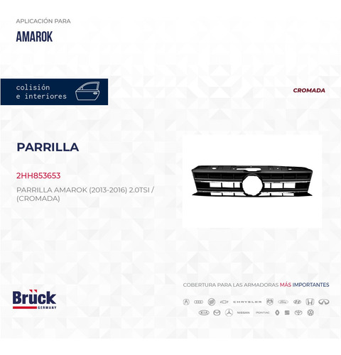 [2HH853653-BRUCK] PARRILLA AMAROK (13-16) (CROMADA)