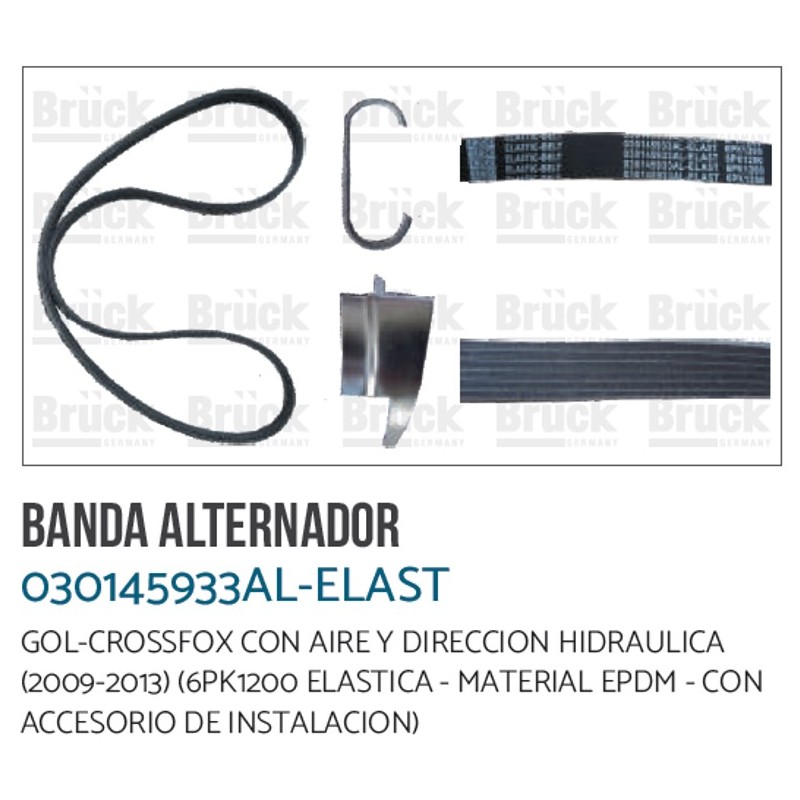 BANDA ALT (C/DIR/HID) (C/AIRE/LARGA) GOL SAVEIRO POLO LUPO CROSSFOX SPORTVAN (ELASTICA)(6PK1200) 030 198 955 A