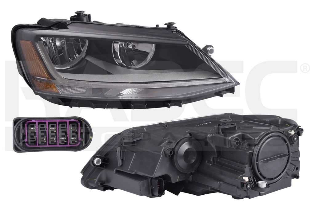FARO (DER) JETTA A6 BICENTE SPORT 15-18 P/FOCO HALOGENO C/LUZ DE DIA C/FOCO DEPO