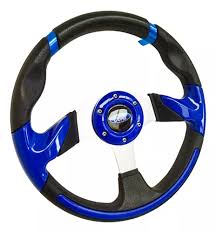 VOLANTE DEPOSRTIVO AZUL SEDAN LINEAS PLATA